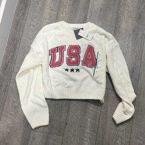Grayson Threads Cream USA Graphic Sweater
